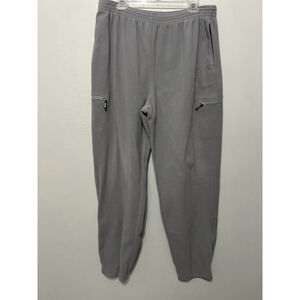 Vintage 90s Fleece Joggers Men’s Size Large Zip Pockets Zip Side Leg Gray Grunge